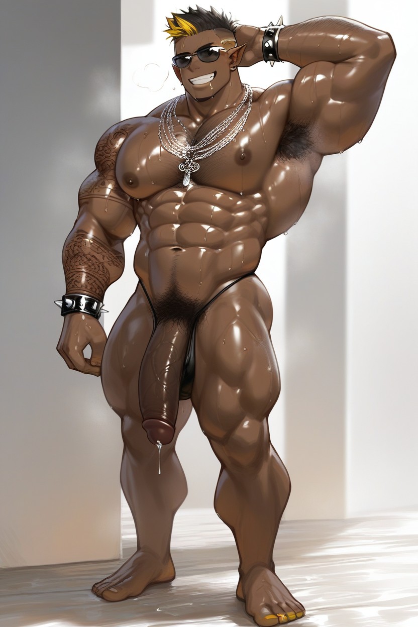Fit, African, Silver Necklace AI Gay Porn
