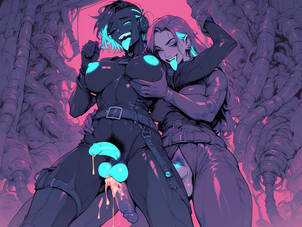 Belts Everywhere, Piercings, Stylized Hentai IA