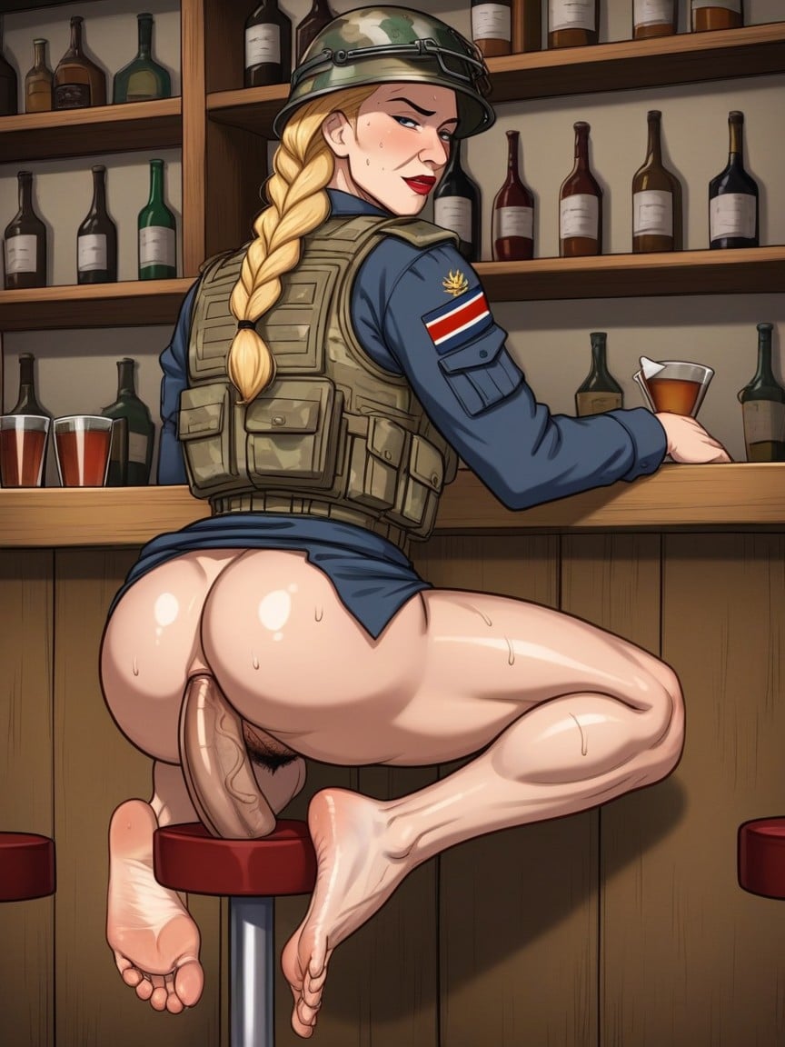 Cock In Ass, Braids, Rear View AI Porn