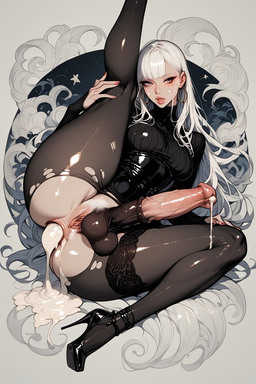 White Hair, Gorgeous, Extra Anal Pubic Hair AI Porn