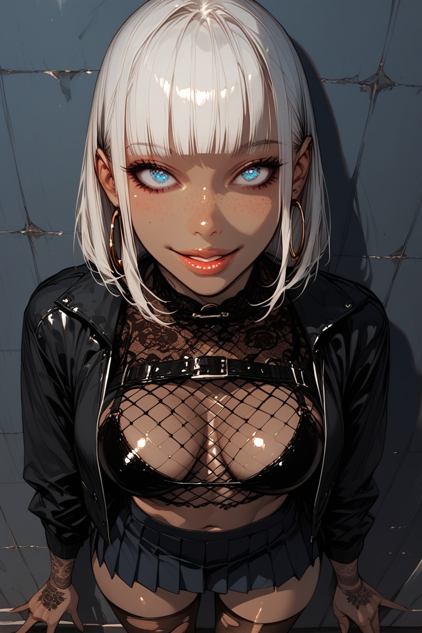 White Hair, Culo Pequeño, Open Mouth Hentai IA