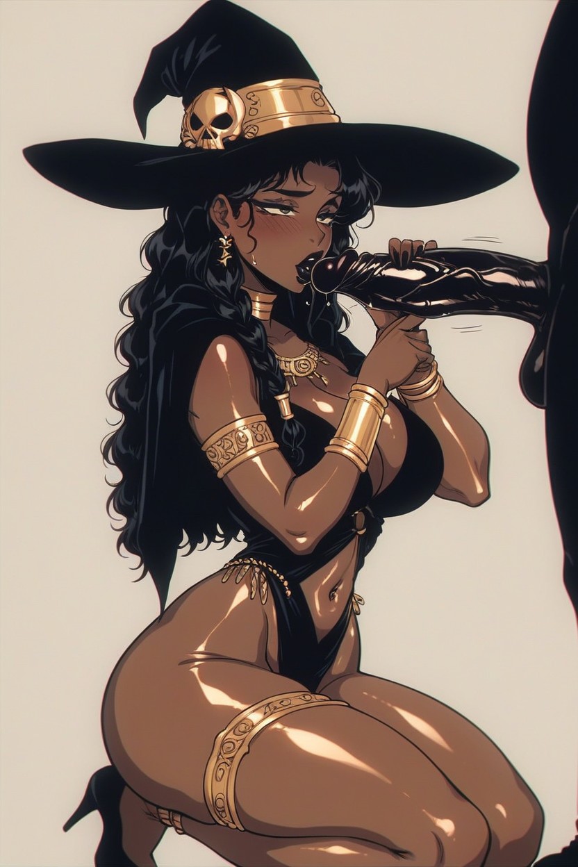 Black Eye Liner, Large Ass, Navel Exposed Hentai AI Porn