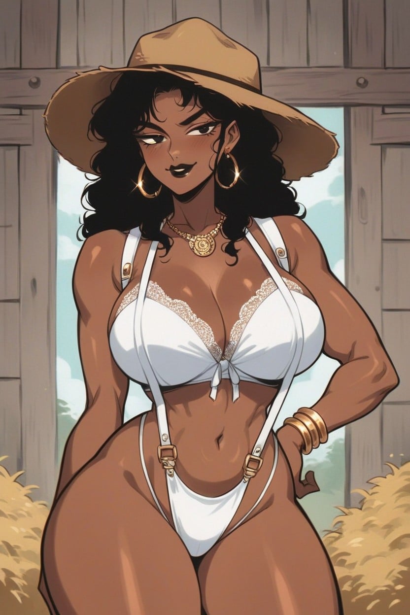 Sleepy Eyes, Anime Style, Cleavage Hentai IA
