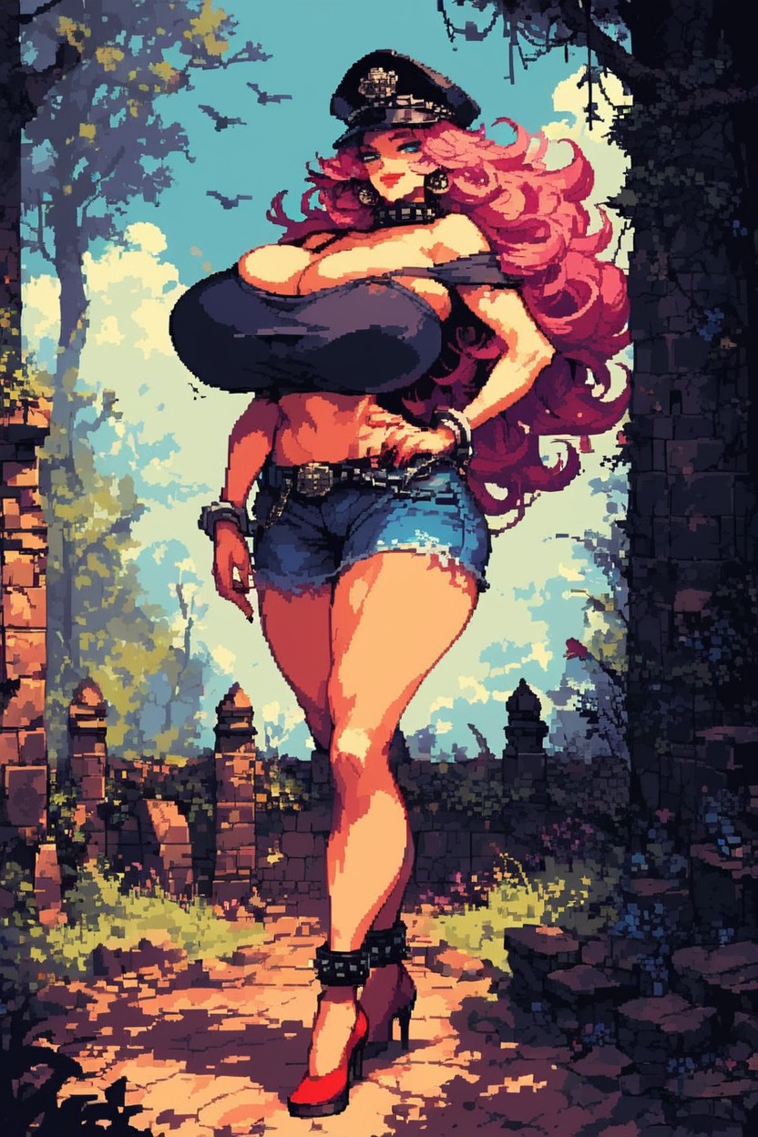 Denim Shorts, Crop Top, Big Hair AI Porn