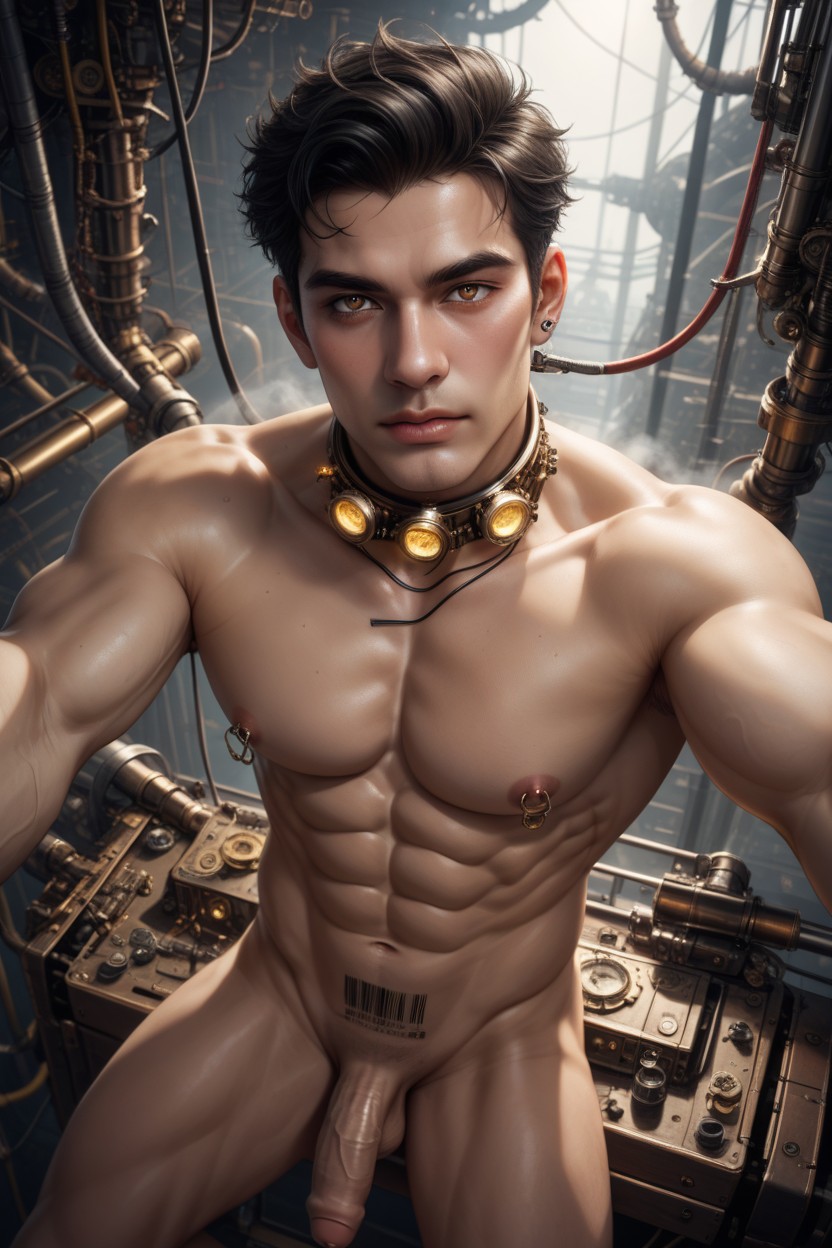 Wires, Brown Eyes, Large AI Gay Porn