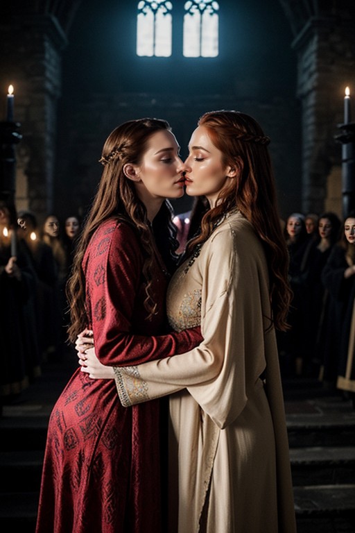 Dreamy Atmosphere, Bright Red Cheeks, Sansa Stark From Game Of Thrones AI Porn