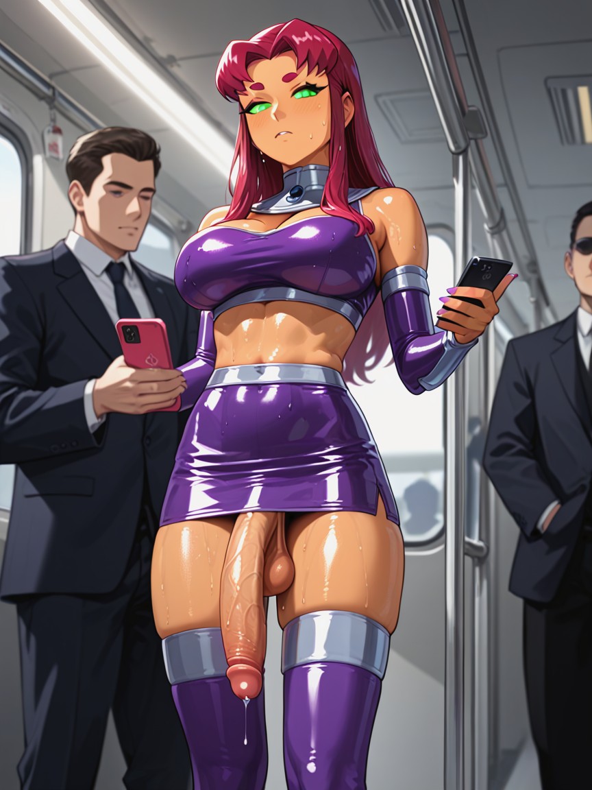 Train, Oiled Skin, Sweaty Shemale AI Porn