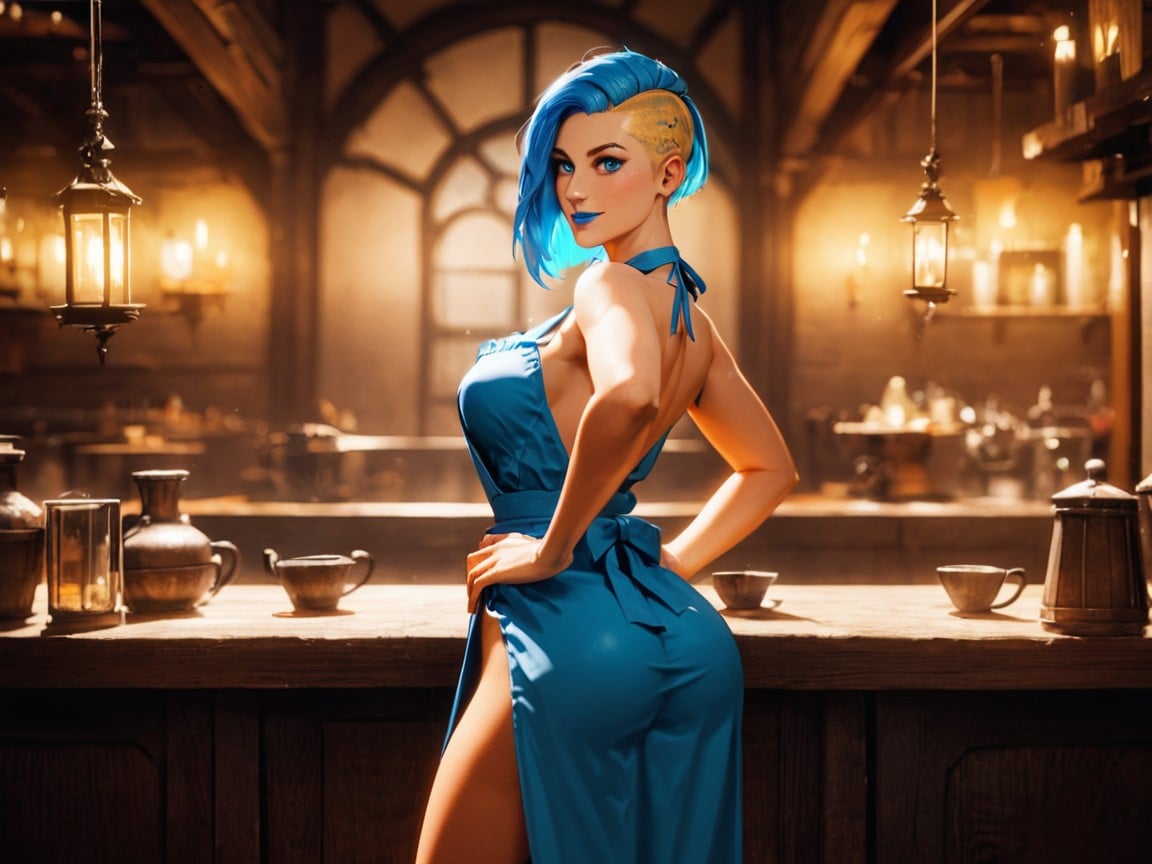 Corte Pixie, Vista Lateral, Sloped Shoulders Porno latina IA