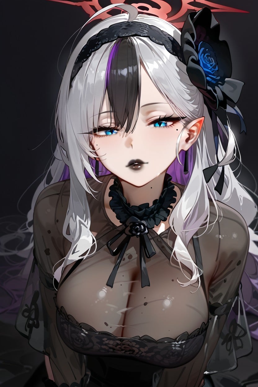 And She Puts Her Finger To Her Lips, Multicolored Hair, Mole Hentai AI Porn