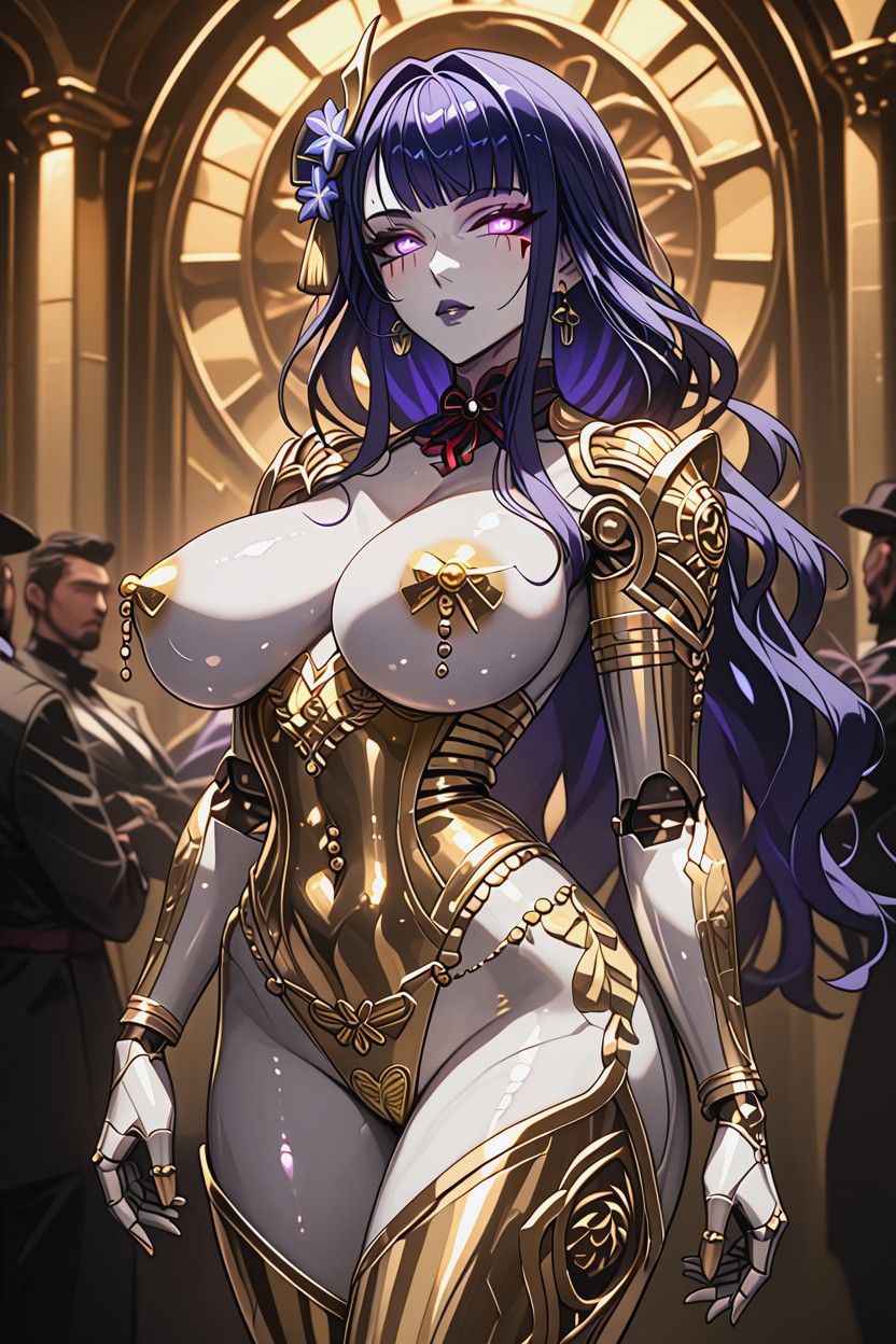 Heart Bubbles, Shacked Hands, Metallic Gold Huge Breasts Made Of Gold Hentai AI Porn