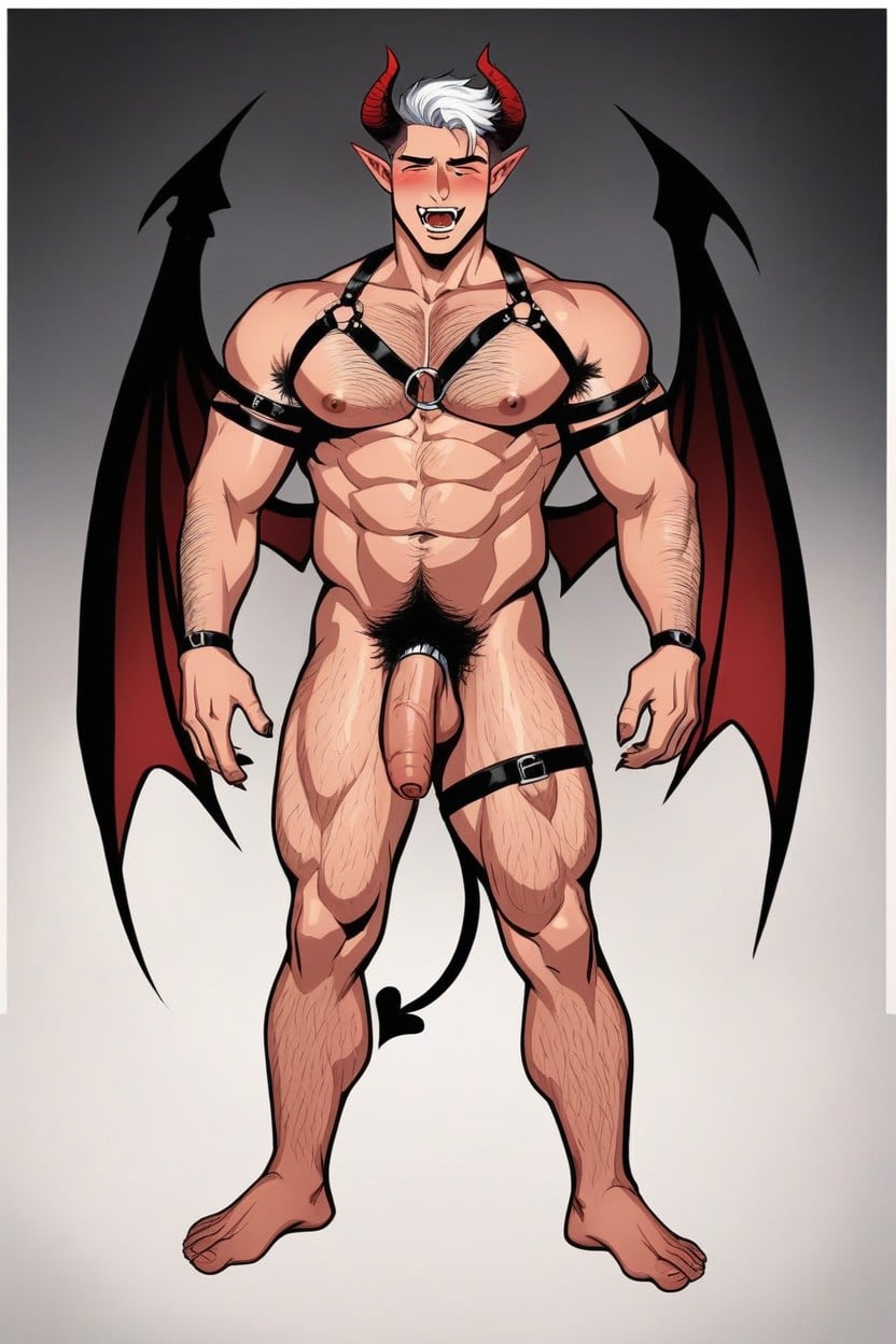 Full Body, Red Circle Magic, Erotic Pose AI Gay Porn