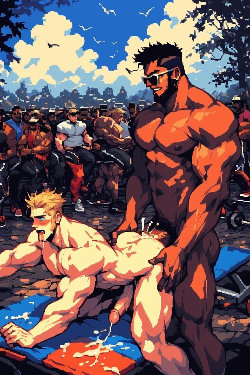 Drooling, One Blonde Man, Large Cock AI Gay Porn