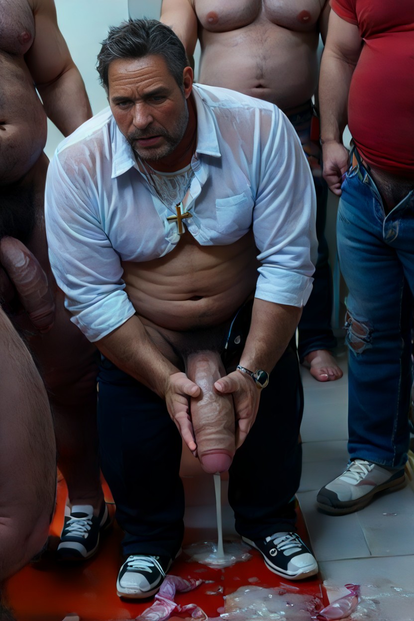 Deep Throat, Kneeling On Floor, Dégoûté Porno gay IA