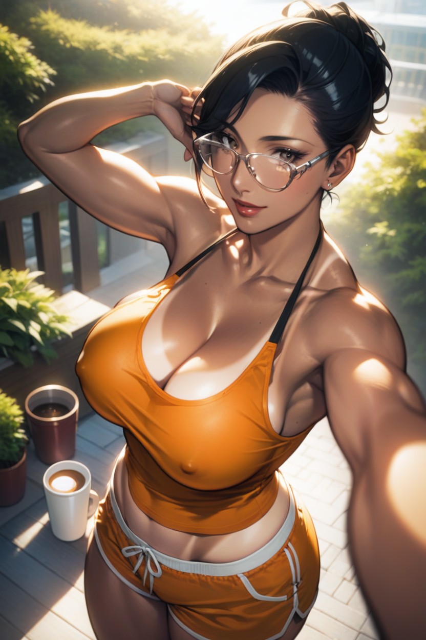 Cup With Coffee, Shorts, Thick Thighs Hentai AI Porn