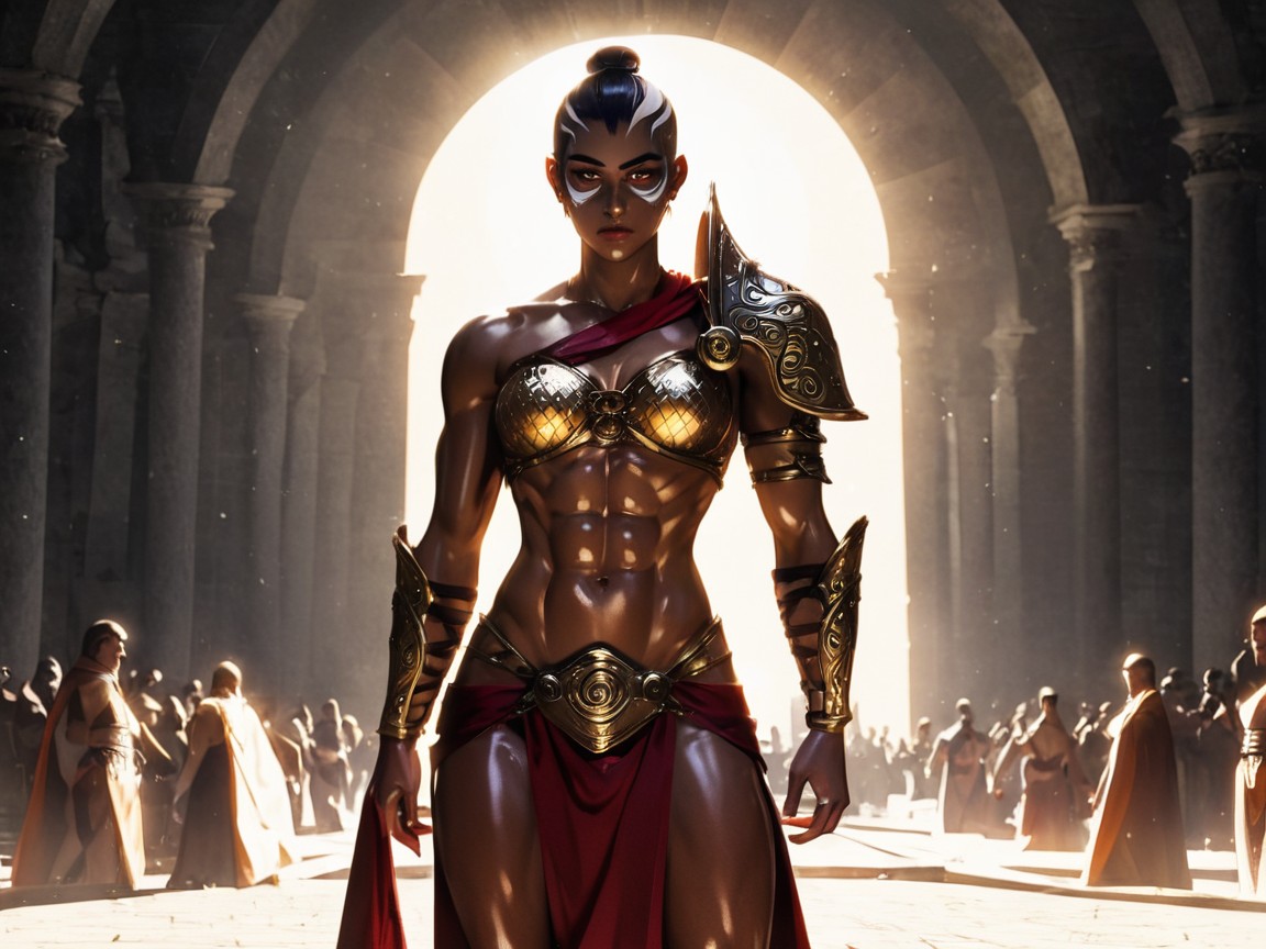 Golden Brown Tan Skin, Low Torso Height, Sun Lensflare Porno IA Latina