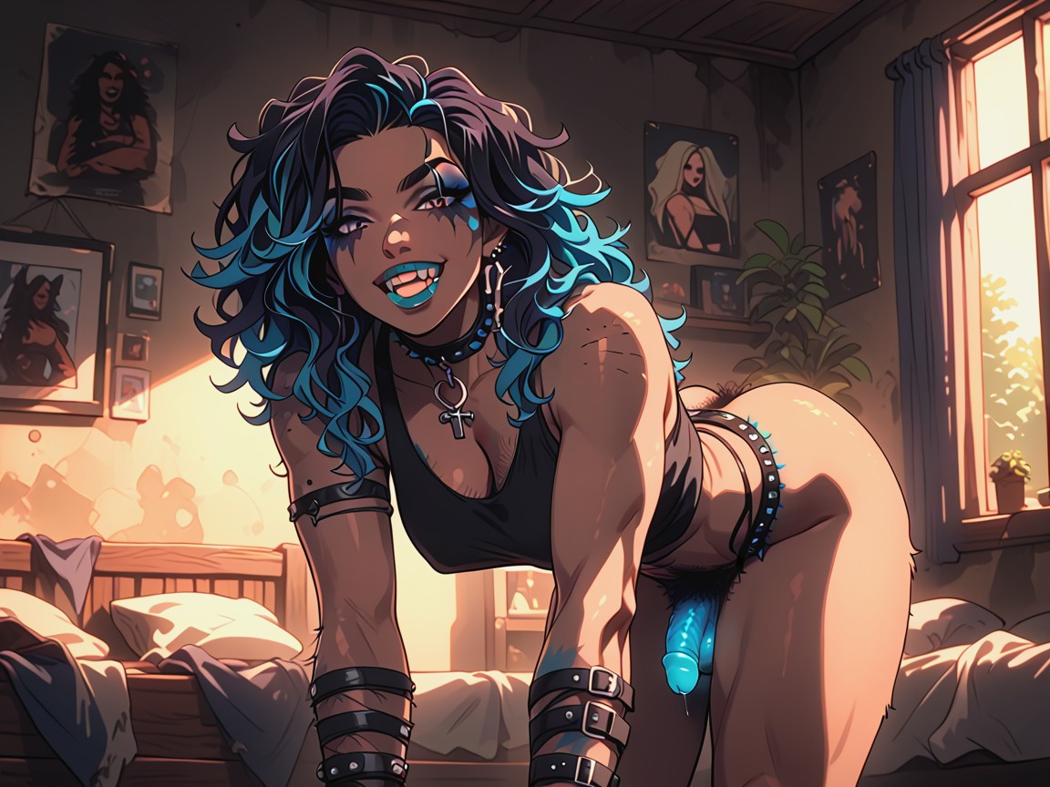 Scarred, Cyan Tongue, Hairy Ass Hentai AI Porn