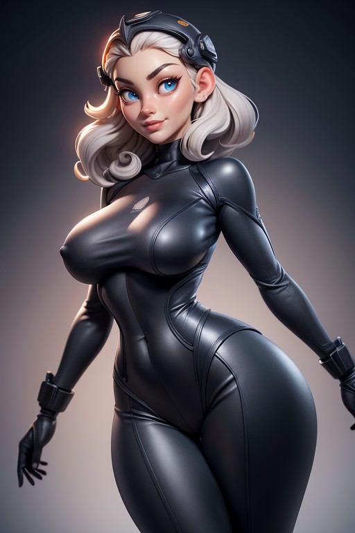 Curvy Powerful Body, Bald, Naked Hentai AI Porn