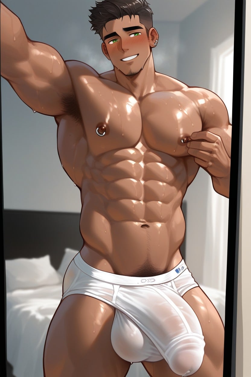 Latino, Standing, Pierced Nipples AI Gay Porn
