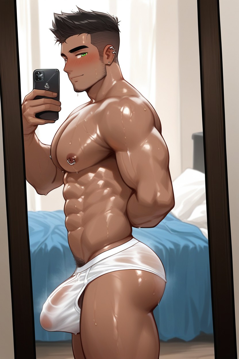 Hung, No Pants, Tan Skin AI Gay Porn