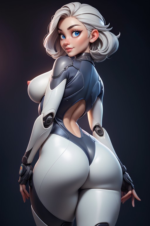 Rear View, Sexy Smile, Deep Ass Crack In Suit Hentai AI Porn
