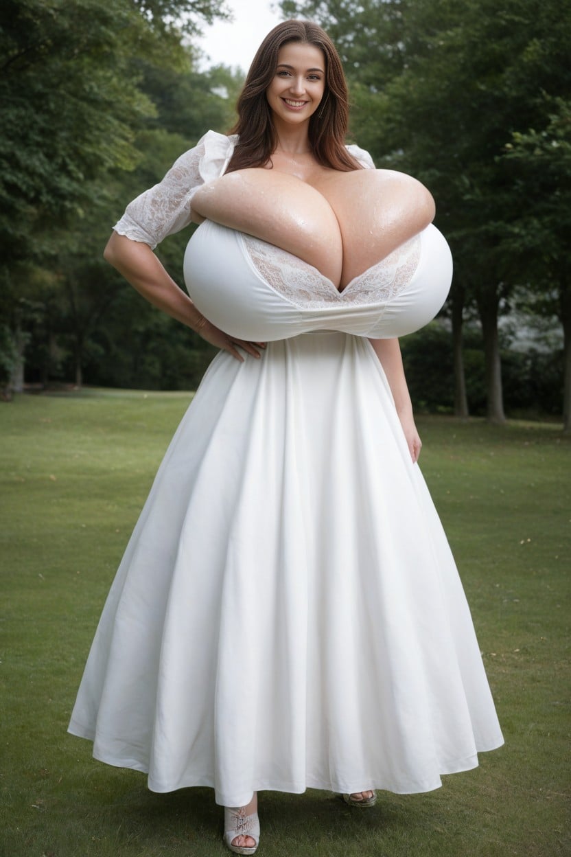 Revealing Milkmaid Dress, Full Lips, Park AI Porn