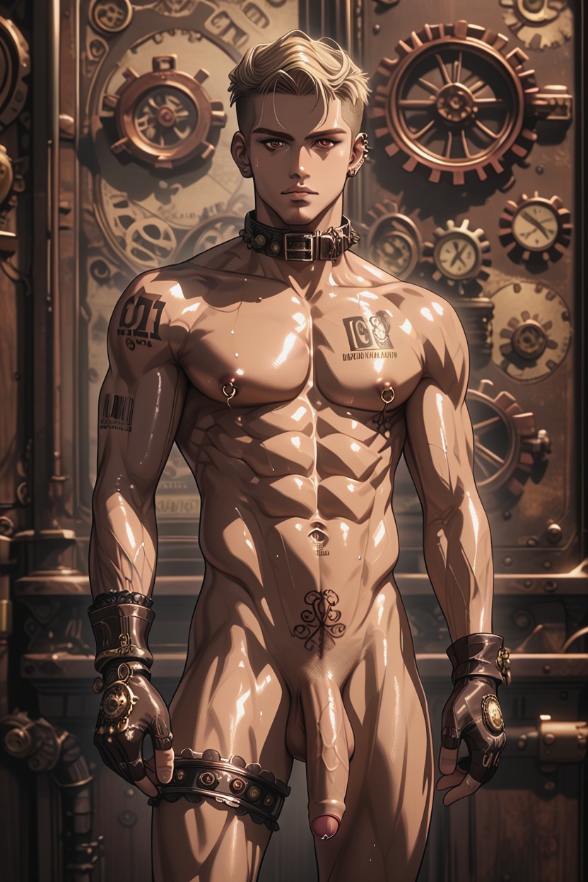 Gold Colour Themed Setting, Steampunk, Model AI Gay Porn