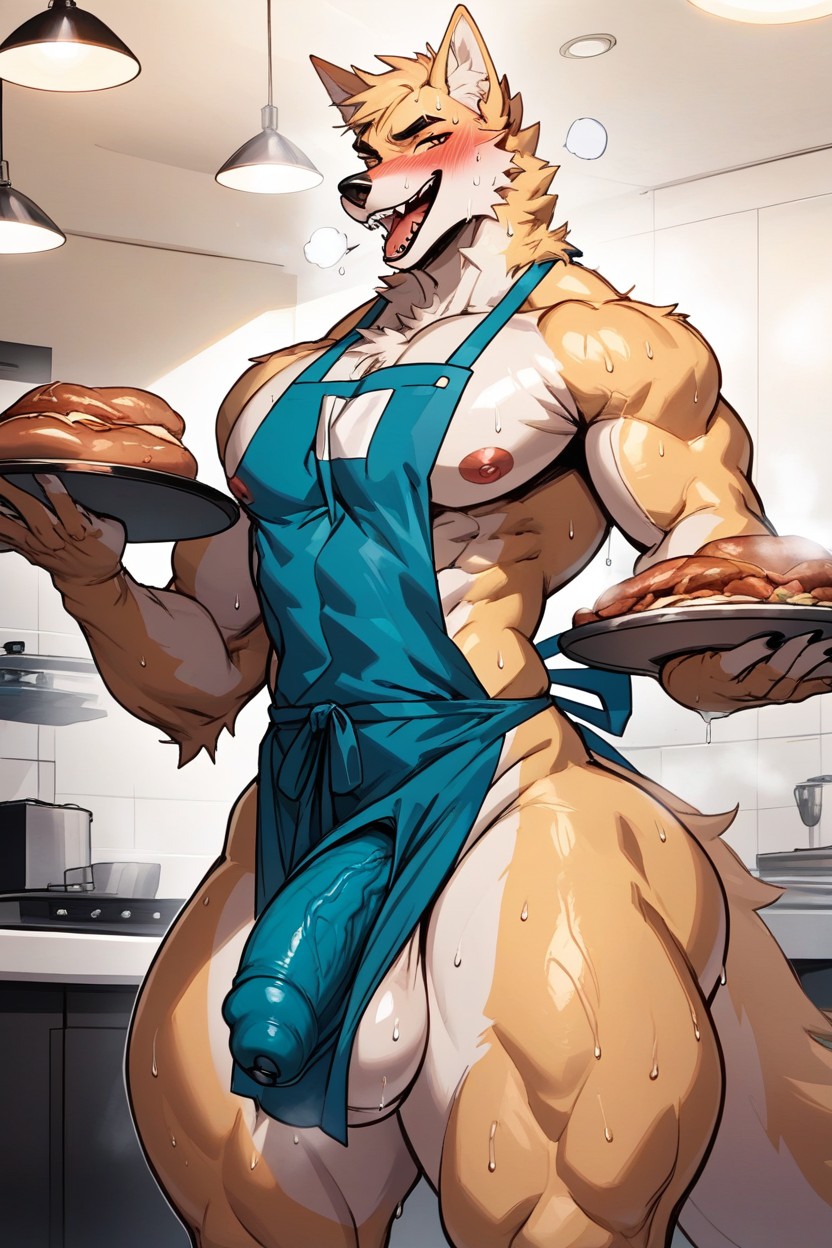 Thick Thighs, Front View, Excited Furry AI Porn