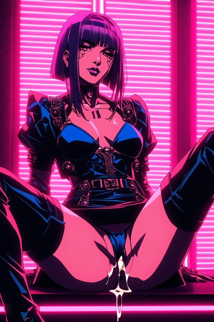 Кремпай, Cyberpunk Hacker, Клетчатая Мини-юбка AI Porn