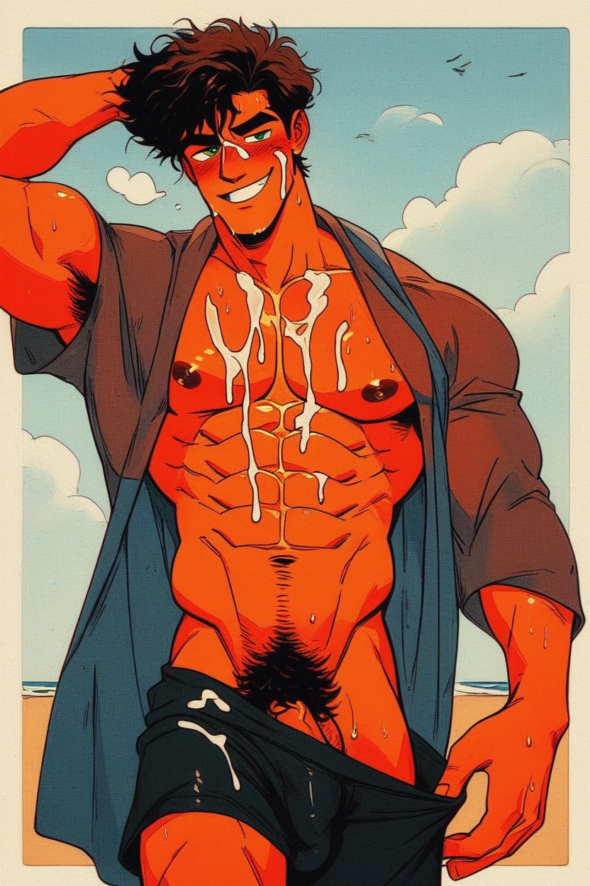 Armpit, Open Shirt, Tanned AI Gay Porn