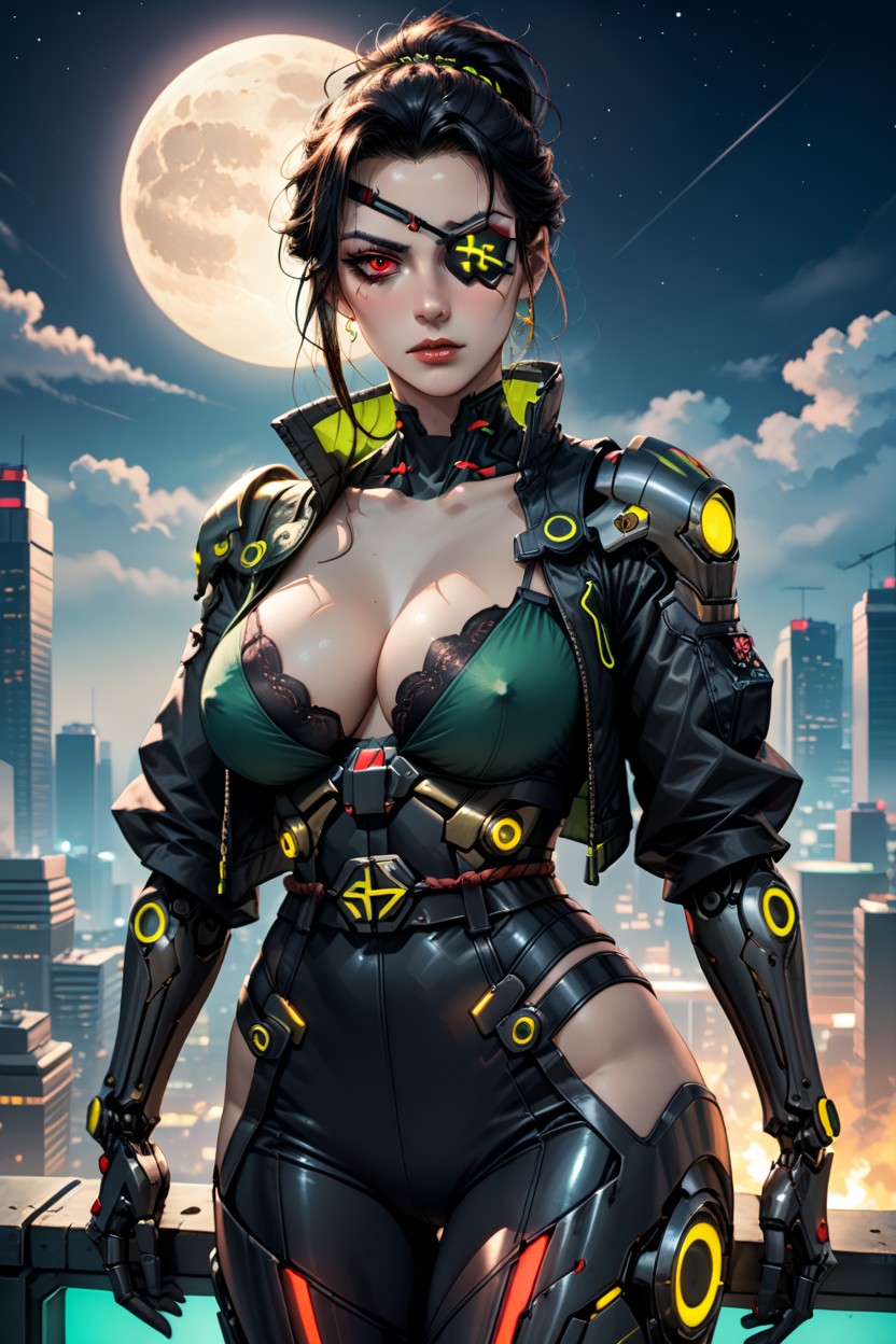 Cyberpunk Setting, In A Cyberpunk City, Nipple Slip Hentai AI Porn