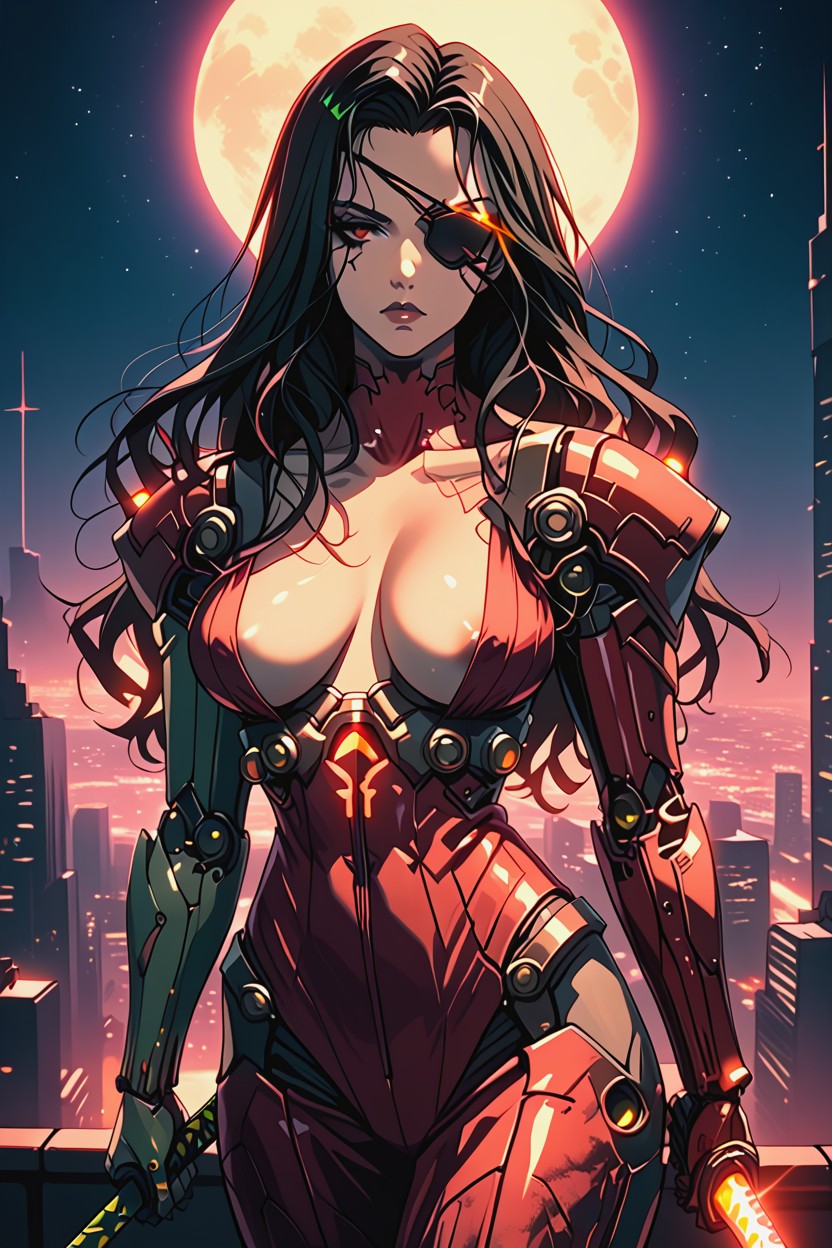 Slightly Angry, In A Cyberpunk City, Long Length Hentai AI Porn