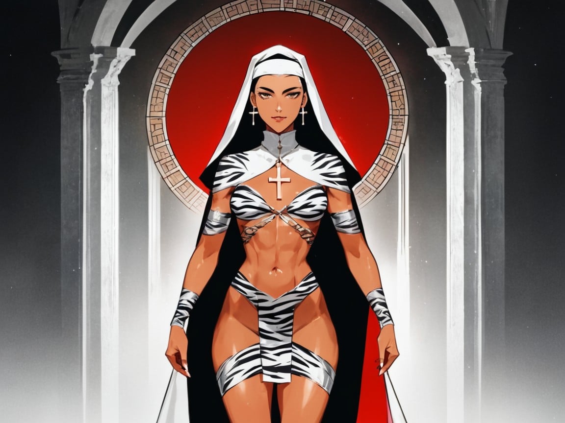 Fit Body, One Woman Gladiator, Squared Thighs Latina AI Porn