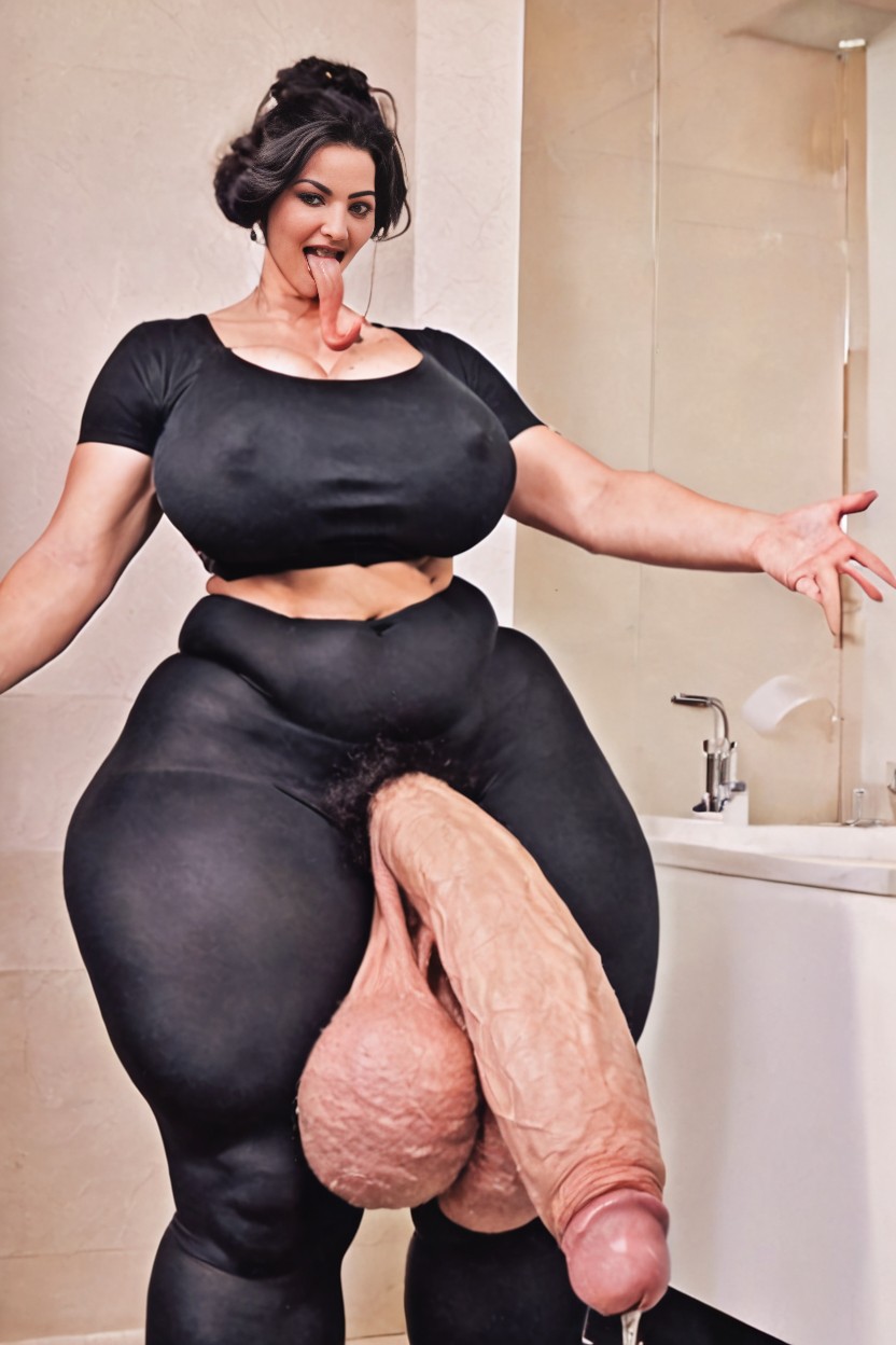 Tongue Out, Precum, 18+ Shemale AI Porn