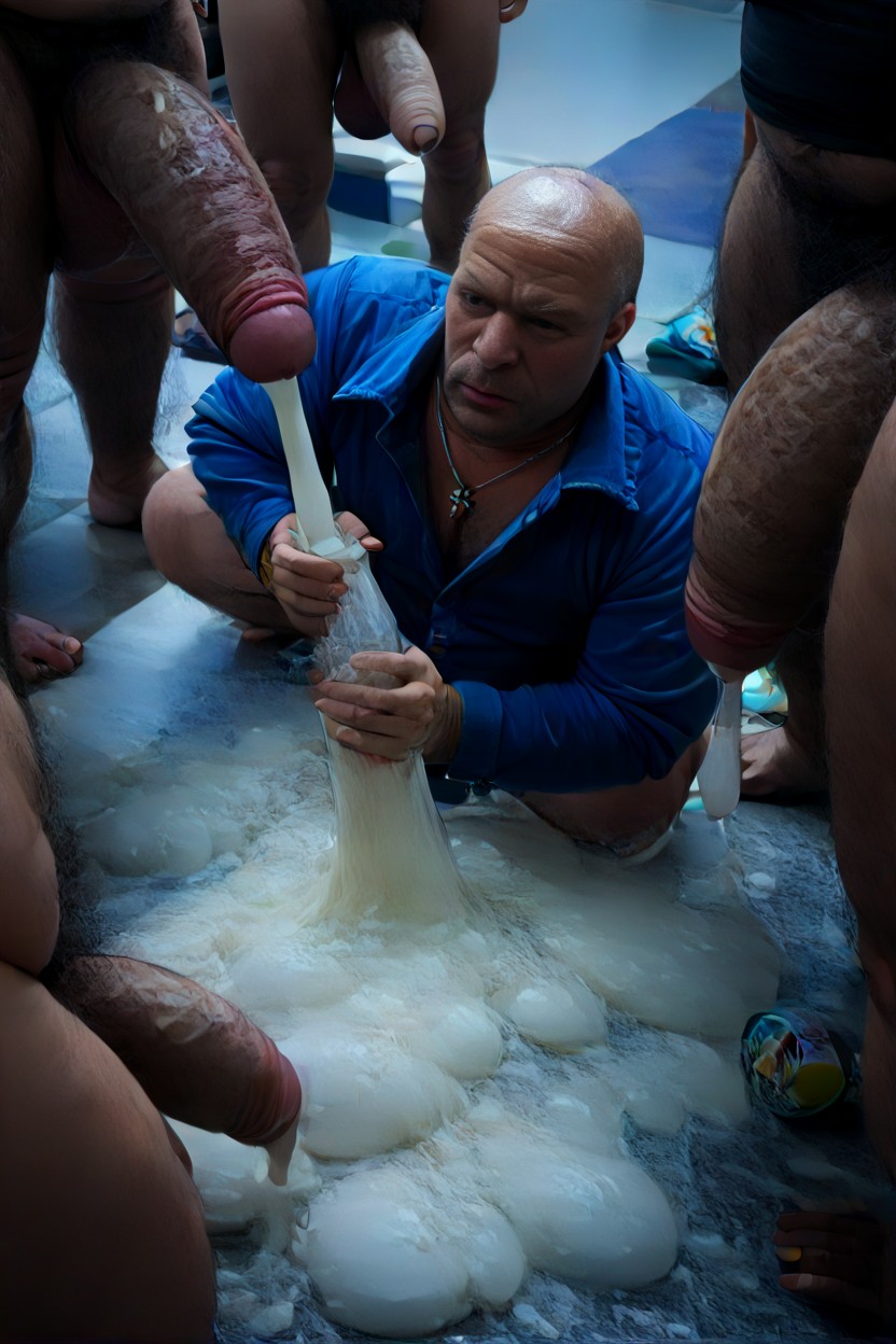Sad, Piles Of Cum, Foreskin In Pool Of Cum On Floor AI Gay Porn
