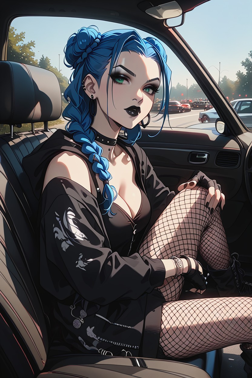 Car, Buns, Blue Hair Hentai AI Porn