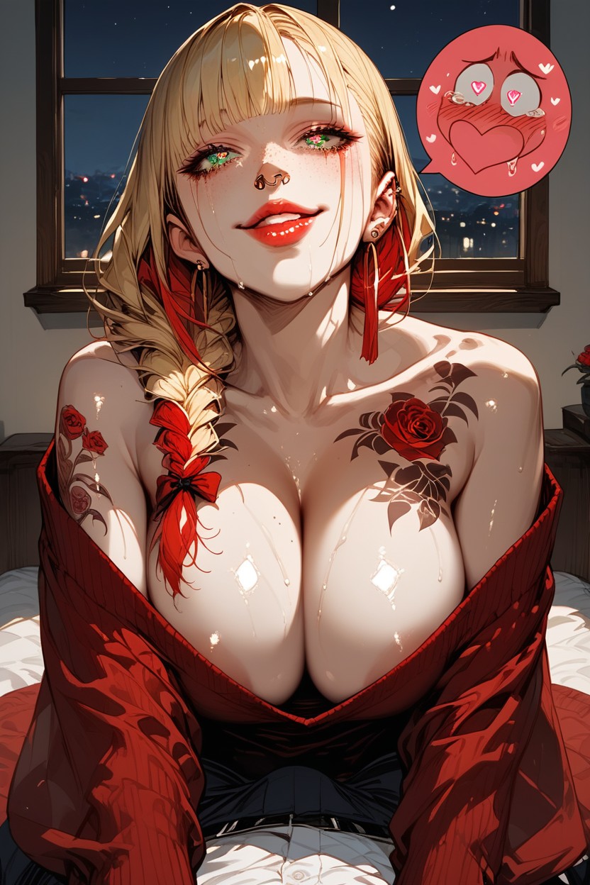 Wet, Detailed Lips, Green Eyes Hentai AI Porn