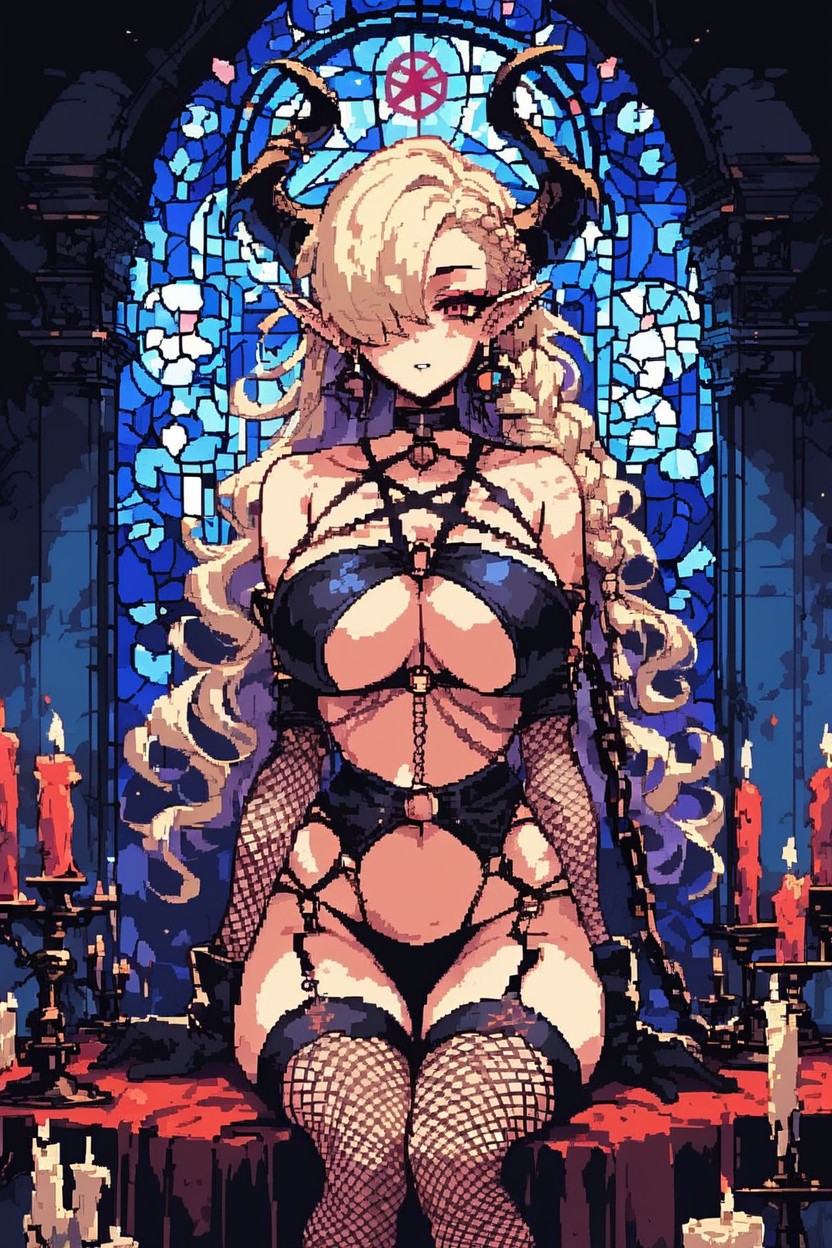 Fishnets, Earrings, Demon Woman Hentai AI Porn