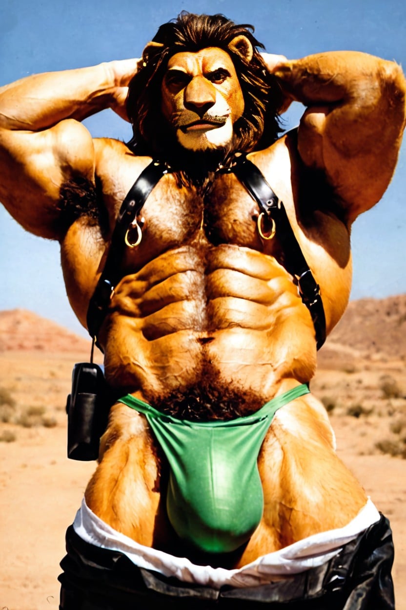 Camera Angle Is Bottom Up, 1 Person, Mr Lion Is Masculine AI Gay Porn