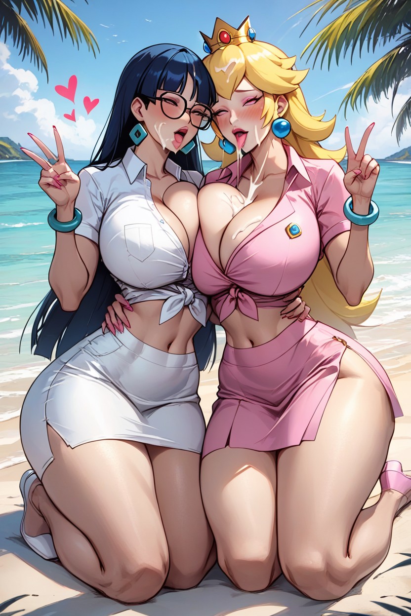 Two Women, Blushing, Tight Clothes AI Porn