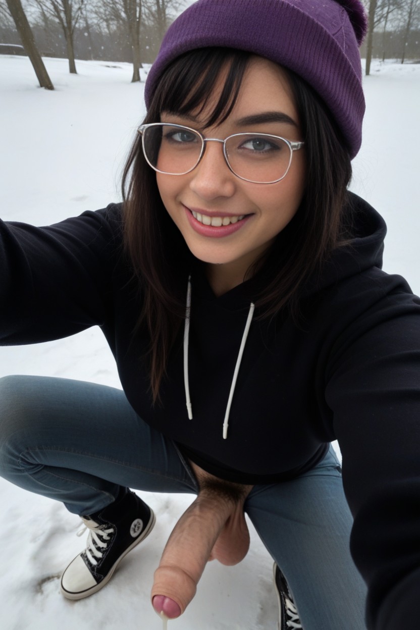 18+, Thick Rim Glasses, Selfie Shemale AI Porn