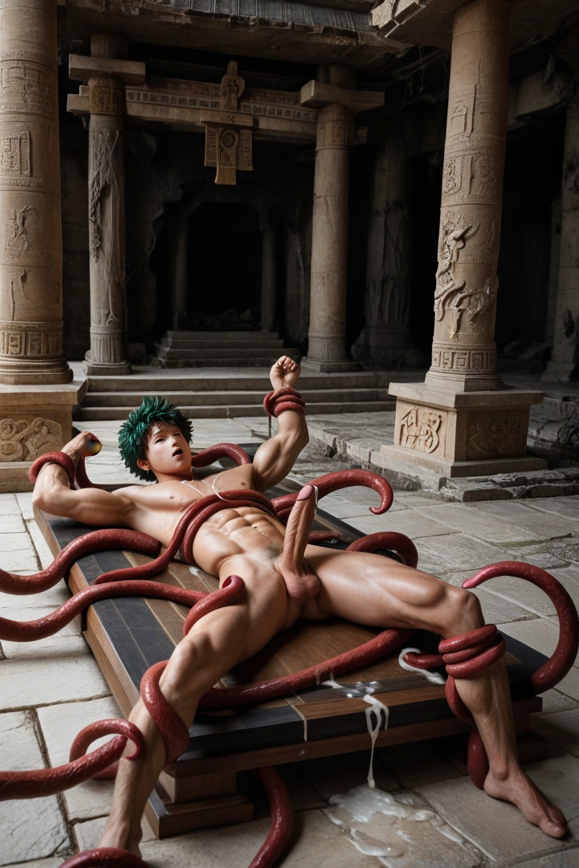 Legs Spread, Completely Naked, Light Skin AI Gay Porn