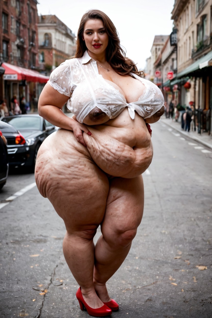 Severe Sagging And Very Drooping Belly, Hyper Heavy Buttocks, Mega Wide Hips BBW AI Porn