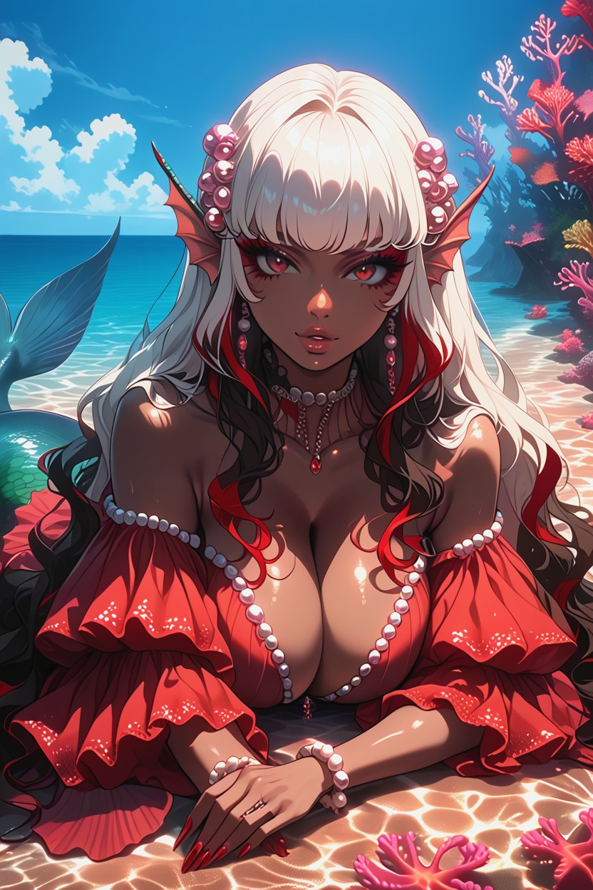 Cleavage, Mermaid, Coral Floor Hentai AI Porn