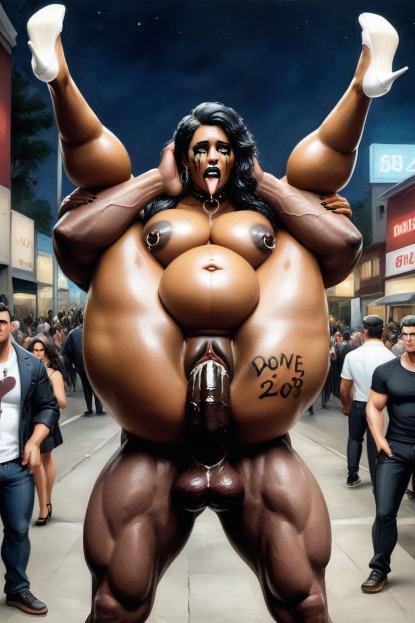 Fat Round Tits, Multiple Men, Running Mascara AI Porn