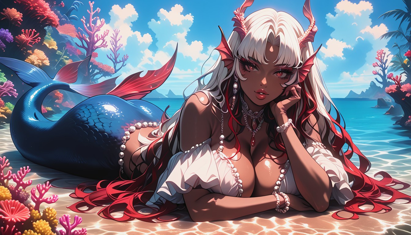 Fins Ears, Dark Skin, Long Hair Hentai AI Porn