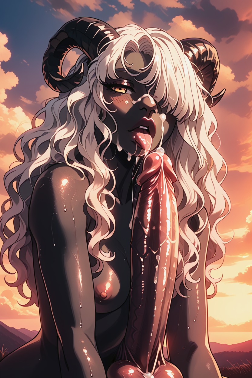 Massive Cock, Sunset, Cloudy Furry AI Porn