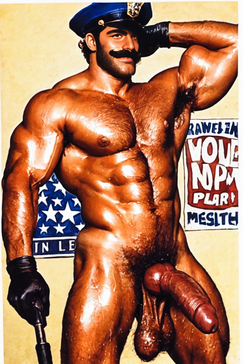 Classic Slicked Back Hair, Simple Background, Round Pecs AI Gay Porn