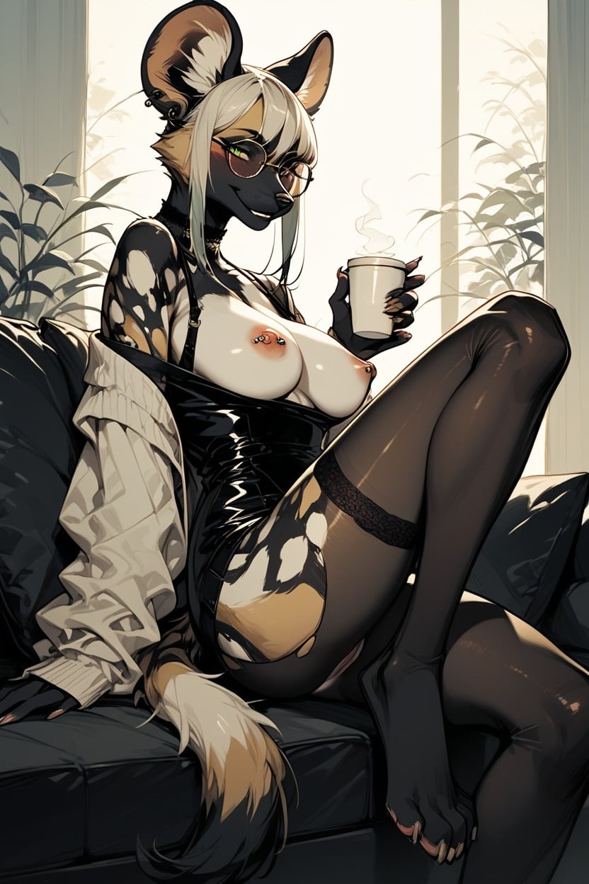 Skinny, Long Legs, Nipple Piercing Furry AI Porn
