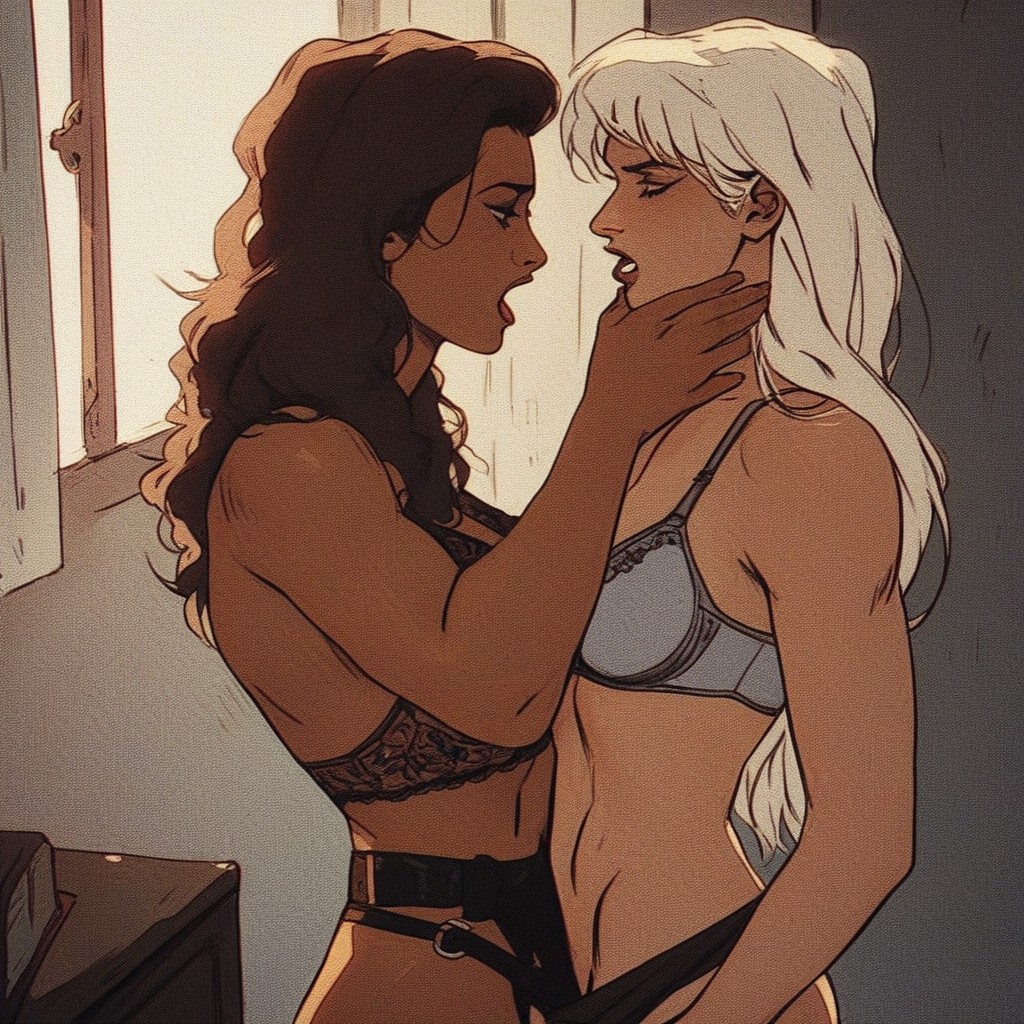 Two Very Different Skin Tones, A Head Taller Than Latina, Underwear Pulled Down AI Porn