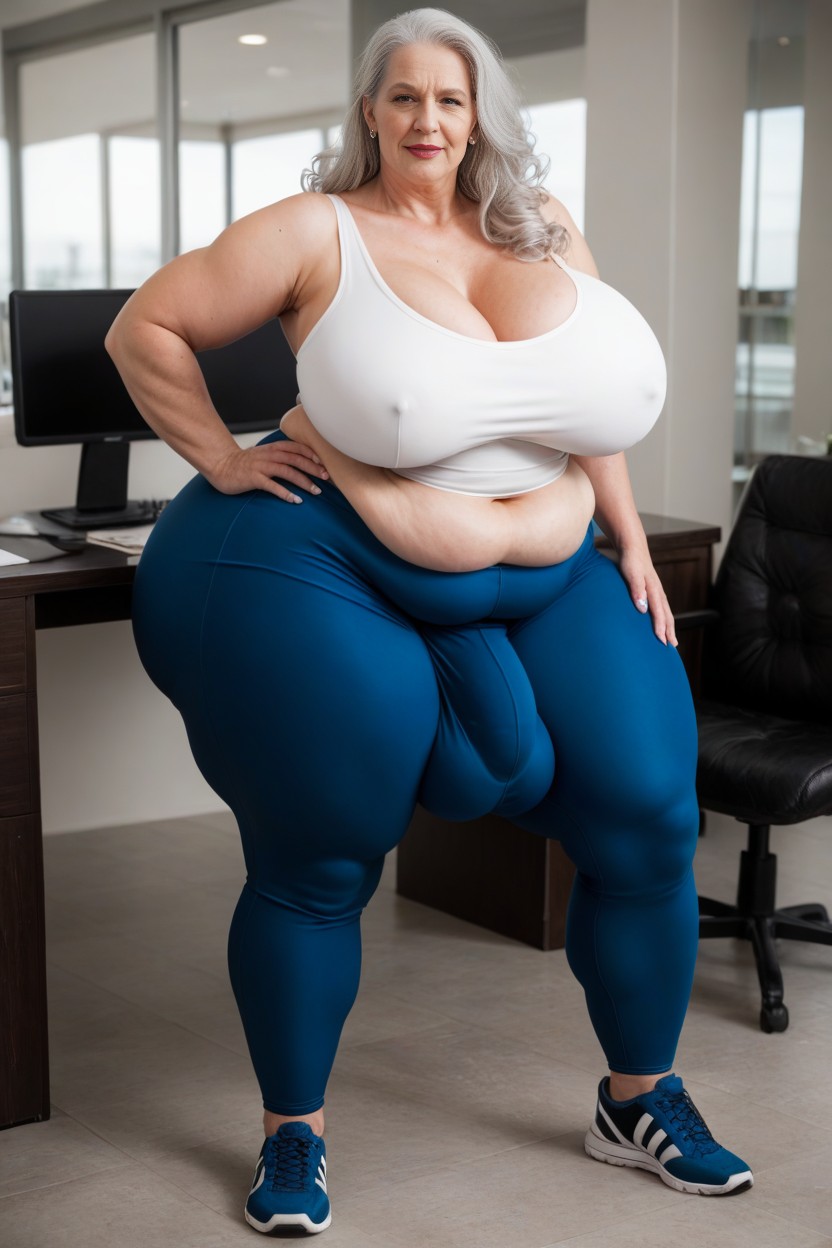 Giant Saggy Breasts, Gigantic Ass, Cock Outline AI Porn